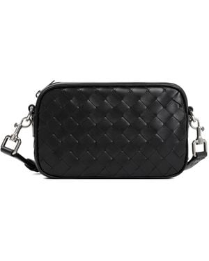 Bottega Veneta Leather Camera Mini Shoulder Bag - Black