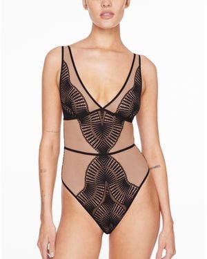 Thirdlove Fleur Lace Unlined Bodysuit Panty - Black