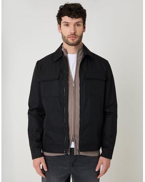 Threadbare Showerproof Lightweight Zip Up Jacket With Collar - Black