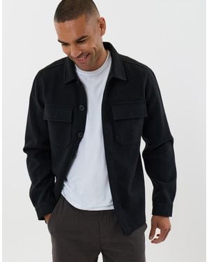 Threadbare Faux Wool Button Up Shacket - Blue