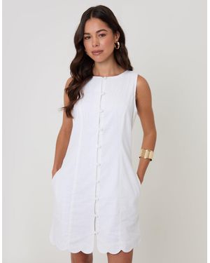 Threadbare Linen Blend Pinafore Dress - White