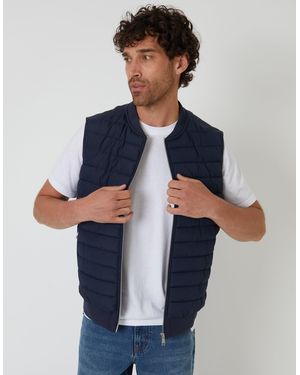 Threadbare Quilted Hybrid Gilet - Blue