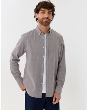 Threadbare Brushed Cotton Flannel Shirt - Grey