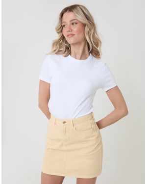 Threadbare Denim Mini Skirt - White