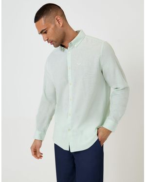 Threadbare Long Sleeve Linen Blend Shirt - Grey