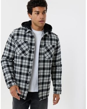 Threadbare Quilted Hooded Shacket - Black