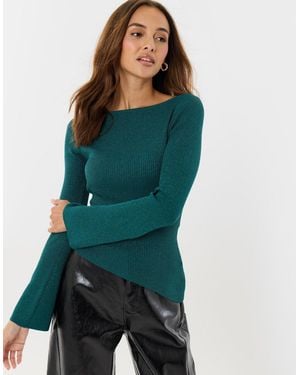 Threadbare Asymmetric Knit Jumper - Green