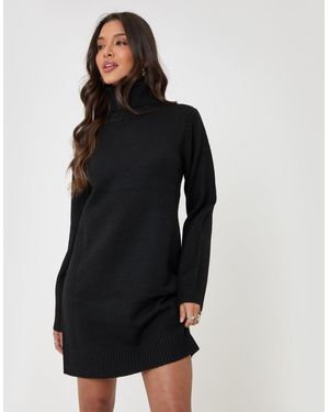 Threadbare Turtle Neck Mini Jumper Dress - Blue