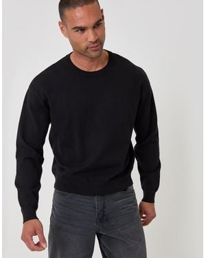 Threadbare Relaxed Fit Knitted Crew Neck Jumper - Blue
