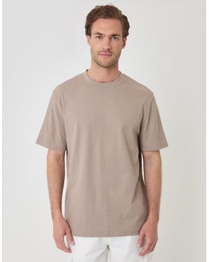 Threadbare Relaxed Fit Cotton Textured T-Shirt - Grey