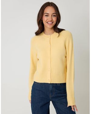 Threadbare Button Up Knitted Cardigan - Yellow