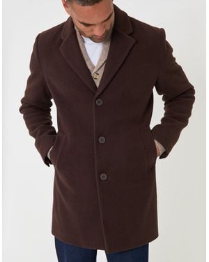 Threadbare The Classic Faux Wool Trench Coat - Brown