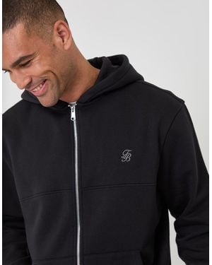 Threadbare Relaxed Fit Cotton Rich Zip Through Hoodie - Black
