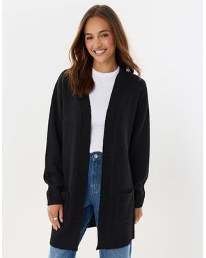 Threadbare Longline Knitted Open Cardigan - Blue