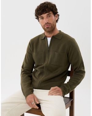 Threadbare Zip-Through Knitted Shacket - Brown