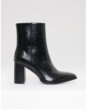 Threadbare Block Heel Pointed Ankle Boots - Black