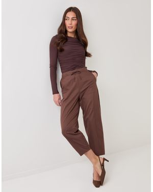 Threadbare Curved Seam Barrel Leg Trousers - Red