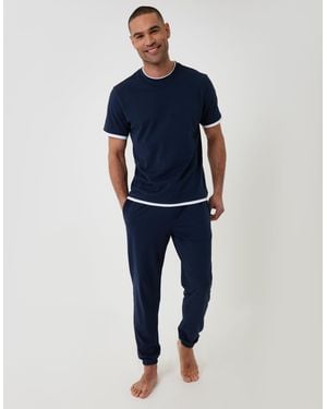 Threadbare Cotton Mock Layer Pyjama Set - Blue