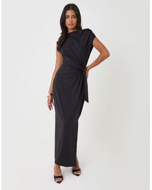 Threadbare Twist Detail Slash Neck Maxi Dress - Blue