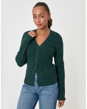 Threadbare V Neck Knitted Cardigan - Green