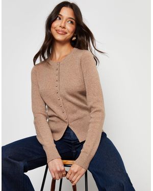 Threadbare Crew Neck Compact Knitted Cardigan - Blue