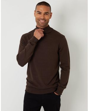 Threadbare Knitted Roll Neck Jumper - Brown