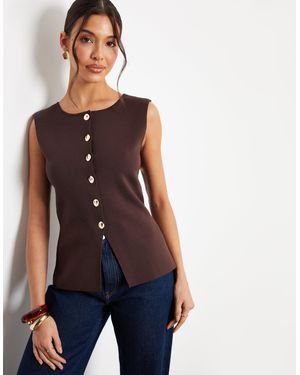Threadbare Ribbed Knitted Waistcoat - Blue