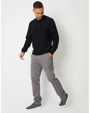 Threadbare Straight Leg Stretch Canvas Trousers - Grey