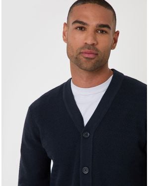 Threadbare Zig Zag Knit V Neck Cardigan - Blue