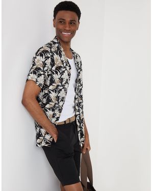 Threadbare Relaxed Fit Abstract Print Short Sleeve Shirt - White