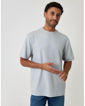 Threadbare Relaxed Fit Cotton Textured T-Shirt - Grey