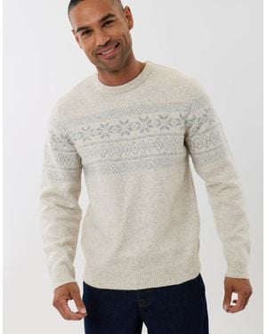 Threadbare Fairisle Snowflake Knitted Christmas Jumper - Grey