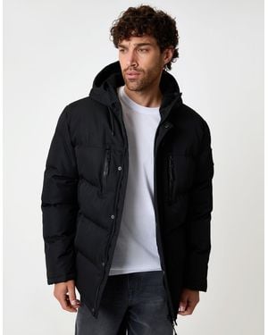 Threadbare Longline Puffer Coat - Black