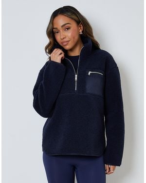 Threadbare Half Zip Borg Fleece - Blue