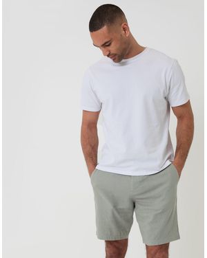 Threadbare Regular Fit Linen Blend Shorts With Belt - White