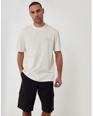 Threadbare Baggy Fit Cotton Cargo Shorts - White