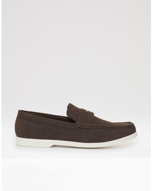 Threadbare Faux Suede Penny Loafers - White