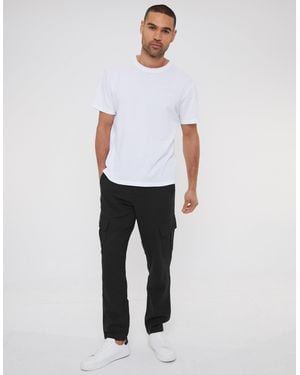 Threadbare Linen Blend Cargo Trousers - Black