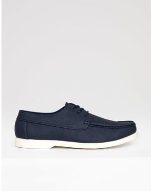 Threadbare Faux Suede Boat Shoes - Blue