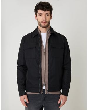 Threadbare Showerproof Lightweight Zip Up Jacket With Collar - Black