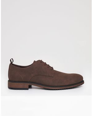 Threadbare Faux Suede Derby Shoes - Brown