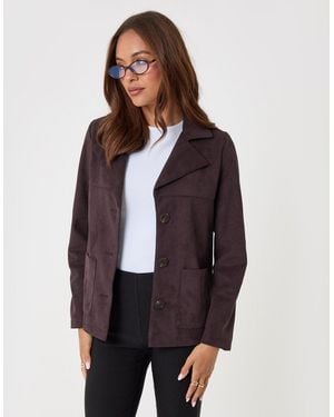 Threadbare Faux Suede Blazer - Purple