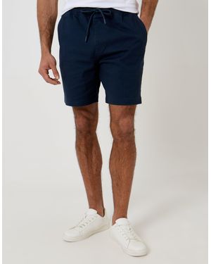 Threadbare Shorter Length Elasticated Waist Stretch Chino Shorts - Blue