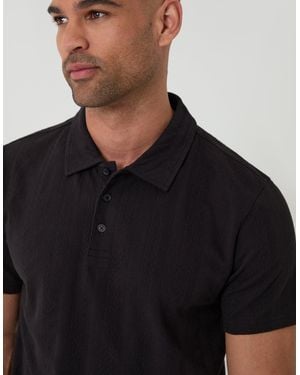 Threadbare Textured Cotton Polo Shirt - Black