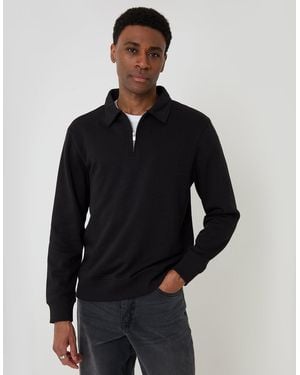 Threadbare Quarter Zip Collared Sweatshirt - Black