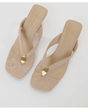 Threadbare Toe Post Kitten Heels - Natural