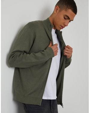 Threadbare Zip-Through Funnel Neck Knitted Cardigan - Green