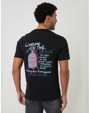 Threadbare Relaxed Fit Patisserie Graphic Print T-Shirt - Black