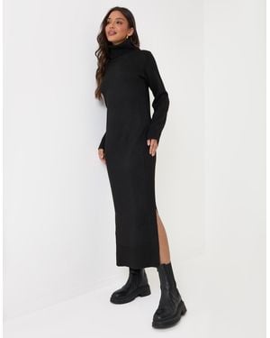 Threadbare Petite Turtle Neck Maxi Jumper Dress - Black