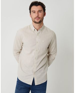 Threadbare Long Sleeve Linen Blend Shirt - Natural